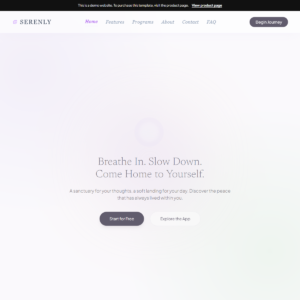Serenly Mindfulness App Landing Page